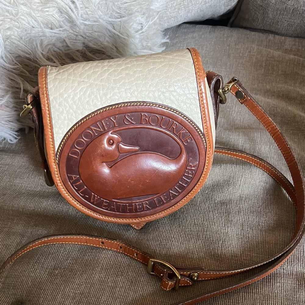 Dooney & Bourke Tan and Brown Leather Crossbody Bag